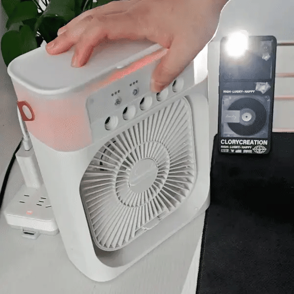 🌬️ BrisaSmart™ – Ventilador Portátil 4 em 1 com Nebulização