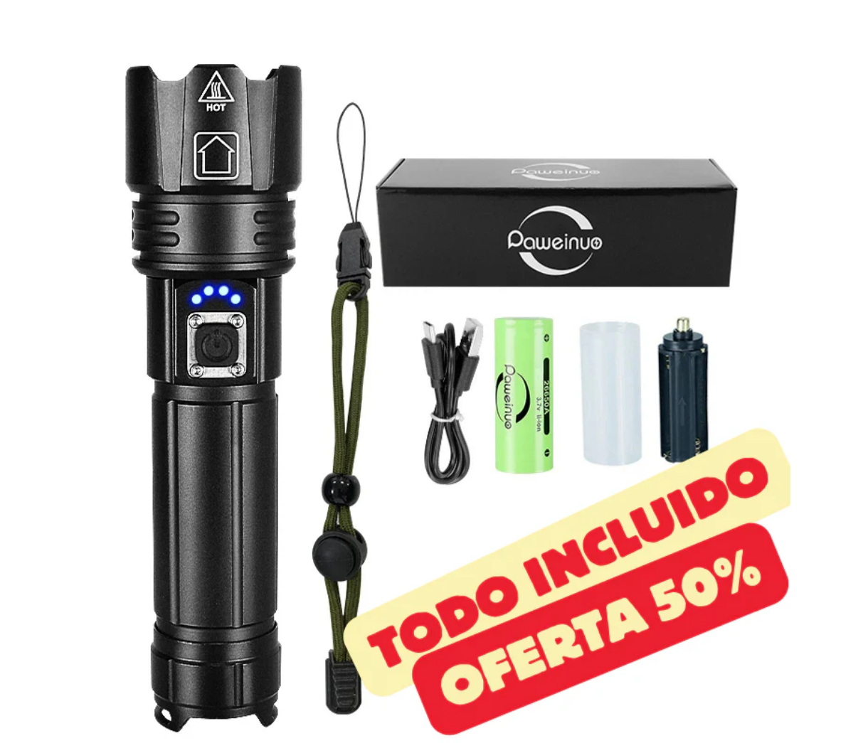 Kit Completo Linterna Táctica Laser